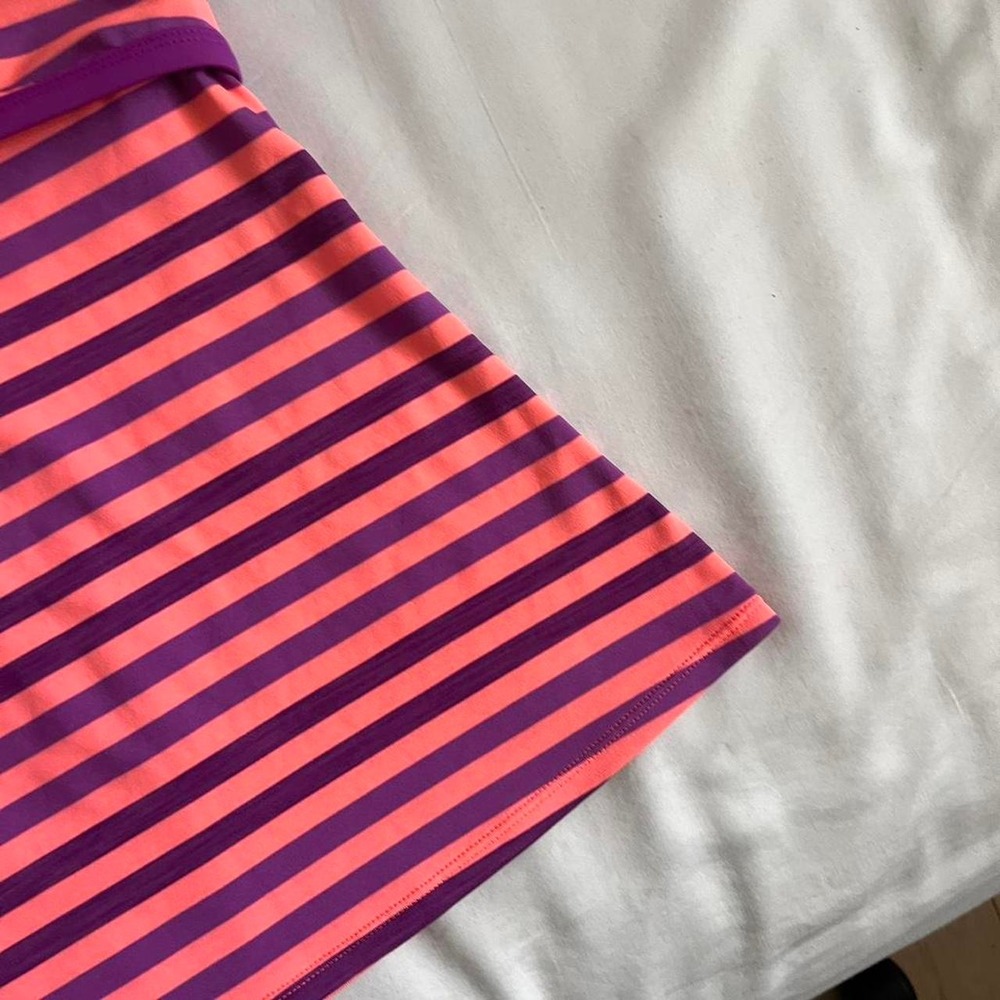Y2k Nike Striped Workout Top Womens Sz S Crossover Pink/Purple pilates running - Picture 4 of 6